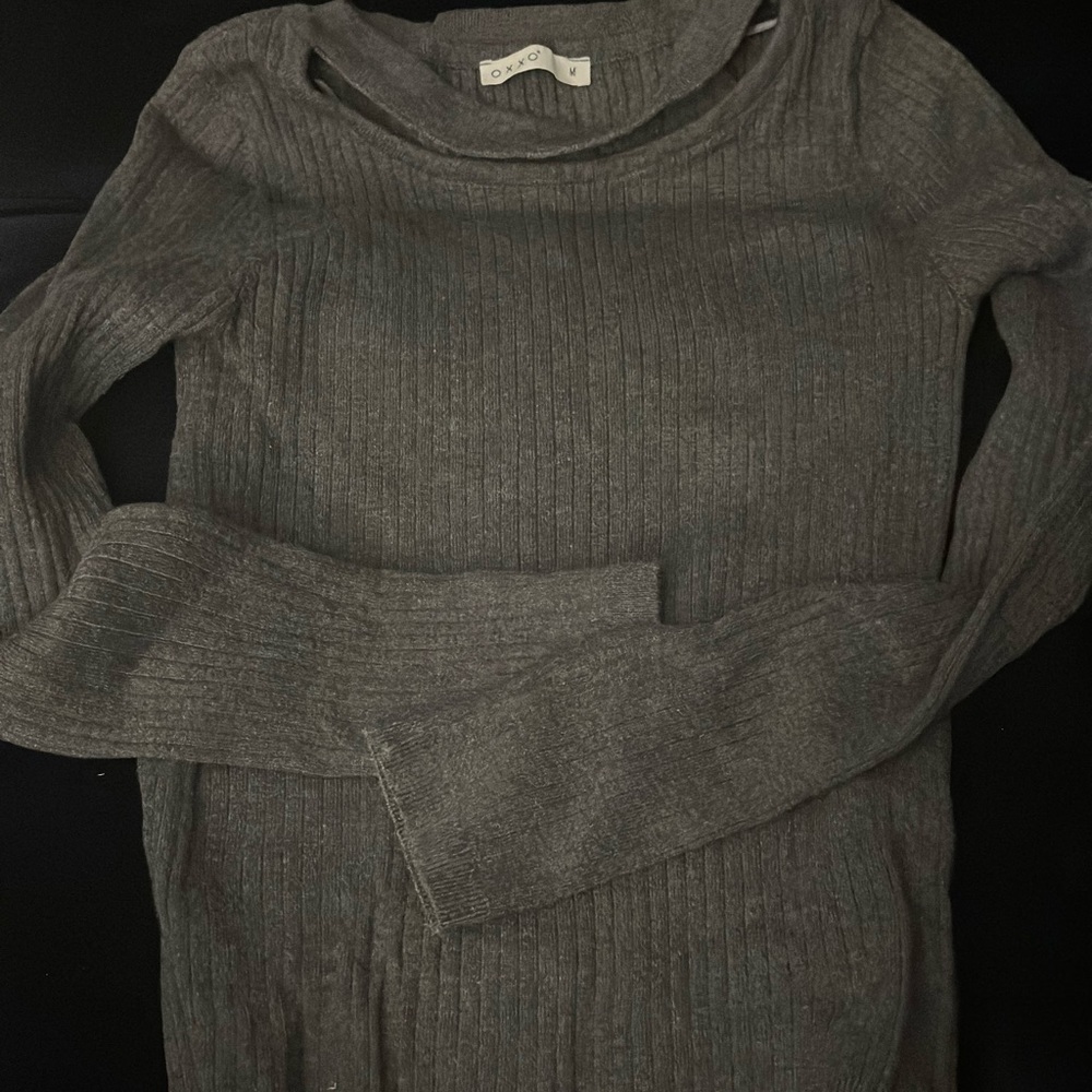 Gray Ribbed Women's Sweater